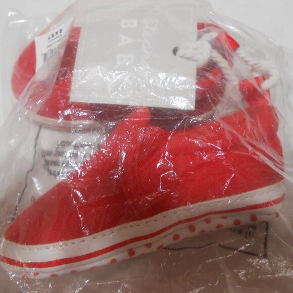 NEW STEPHAN BABY RED CANVAS SLIPON SNEAKERS SHOES SZ 6-12 MONTHS GRIPPER BOTTOMS - Picture 6 of 9